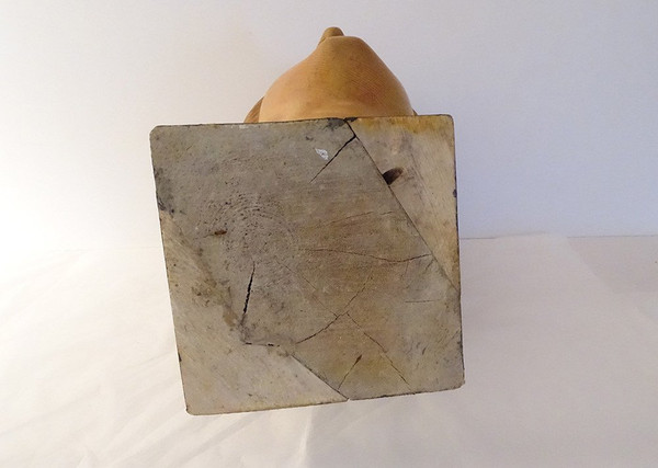 Scultura testa di giovane donna Afrodite in legno naturale scolpito fine XIX secolo