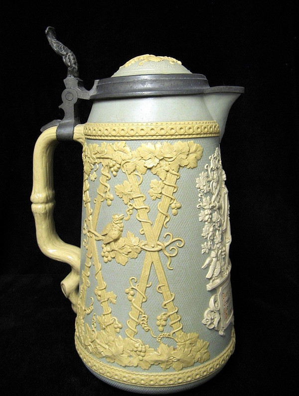 Villeroy Boch Mettlach Brocca da birra del XIX secolo.