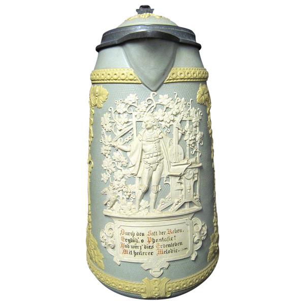 Villeroy Boch Mettlach Brocca da birra del XIX secolo.