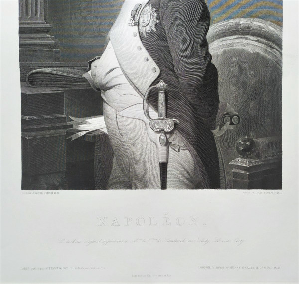 Napoléon Portrait Gravure 19ème d'après Paul Delaroche