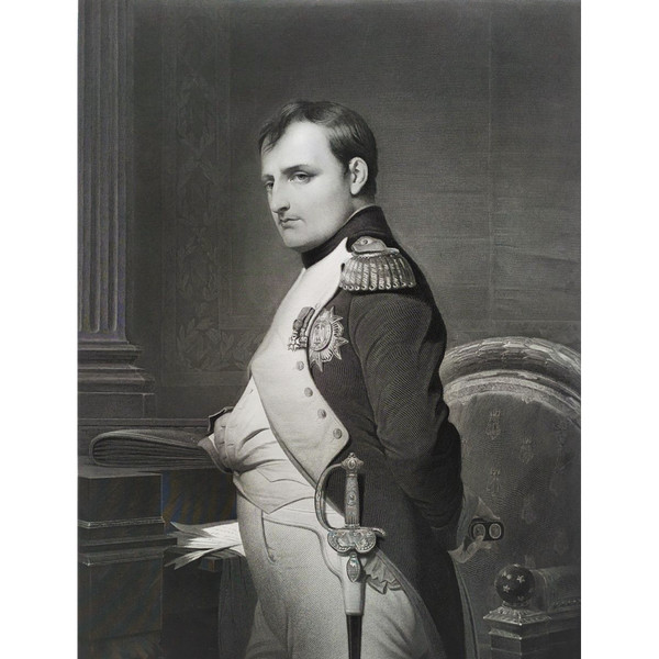 Napoléon Portrait Gravure 19ème d'après Paul Delaroche