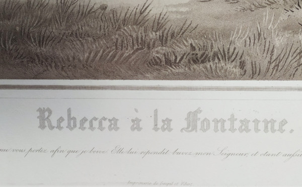 Rebecca in La Fontaine Aquarell Orientalist Gravur von Jazet