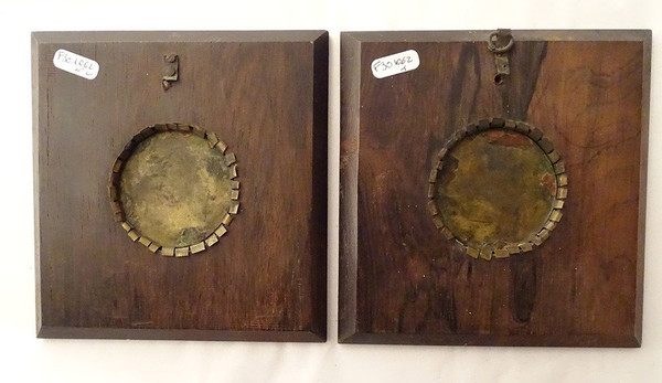 Paire Médailles Bronze Portraits Rousseau Voltaire Graveur Waechter XVIIIè