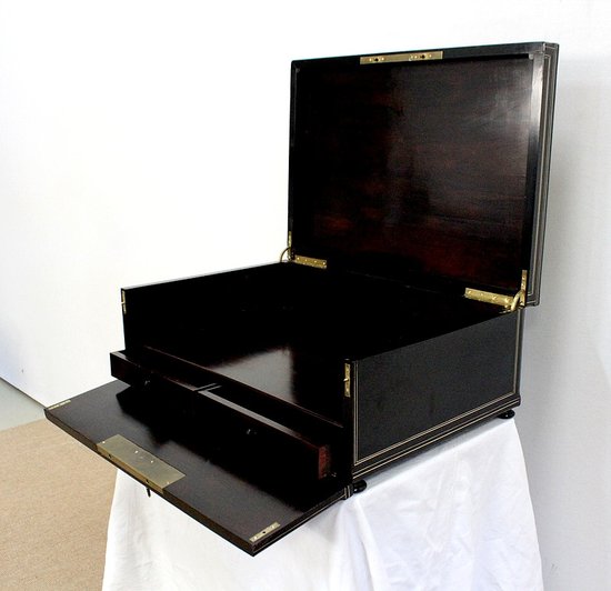  Travel writing case in blackened wood and inlays, Napoleon III period - mid 19th century