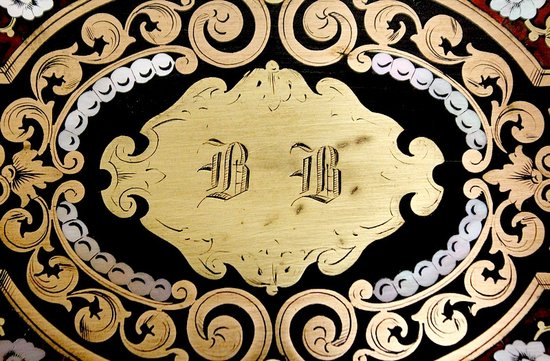  Travel writing case in blackened wood and inlays, Napoleon III period - mid 19th century