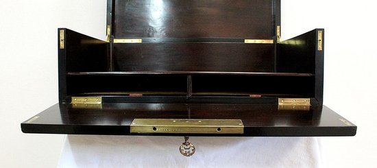  Travel writing case in blackened wood and inlays, Napoleon III period - mid 19th century
