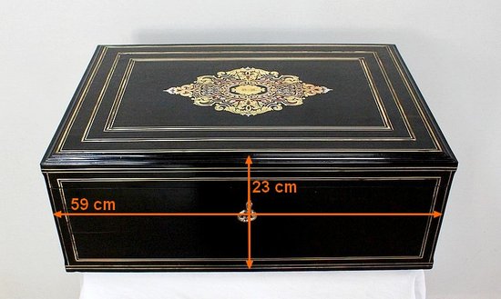  Travel writing case in blackened wood and inlays, Napoleon III period - mid 19th century