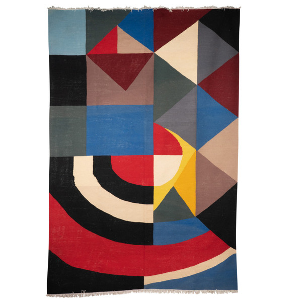Teppich oder Wandteppich, inspiriert von Delaunay. Zeitgenössische Arbeit