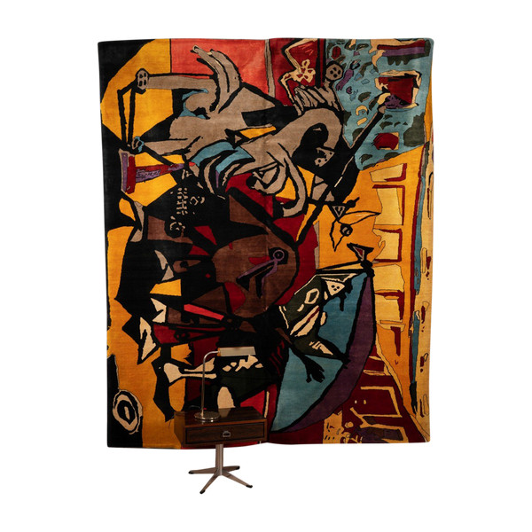 Teppich oder Wandteppich, inspiriert von Picabia. Zeitgenössische Arbeit