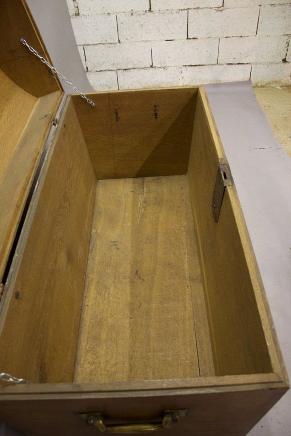 Cassapanca con piano curvato in quercia chiara del XIX secolo