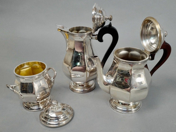3 Piece Silver Metal Coffee And Tea Service
