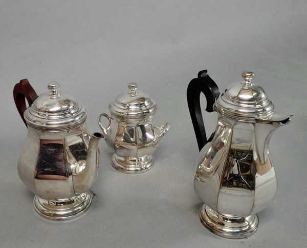 3 Piece Silver Metal Coffee And Tea Service