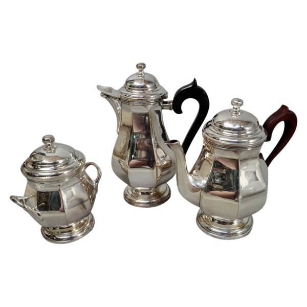 3 Piece Silver Metal Coffee And Tea Service