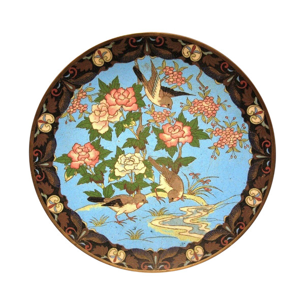 Piatto grande in smalti cloisonné XIX secolo Giappone.