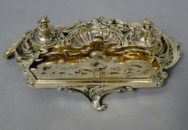 Calamaio portaposta in bronzo, XIX secolo