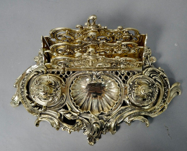 Calamaio portaposta in bronzo, XIX secolo