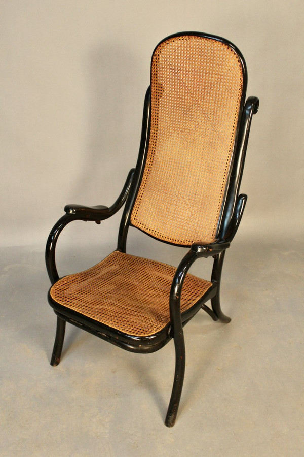 Fauteuil De Repos Canné En Bois Courbé avec mécanisme