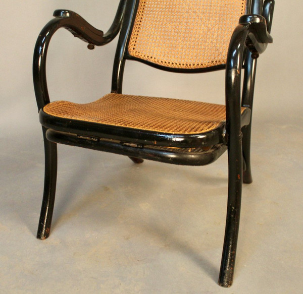 Fauteuil De Repos Canné En Bois Courbé avec mécanisme