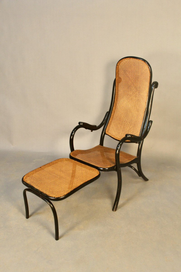 Fauteuil De Repos Canné En Bois Courbé avec mécanisme