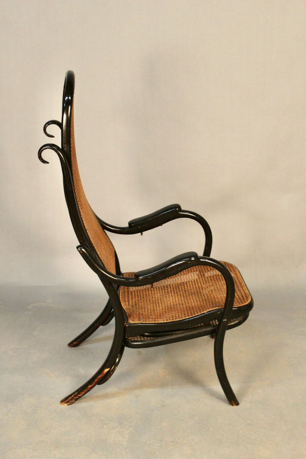 Fauteuil De Repos Canné En Bois Courbé avec mécanisme