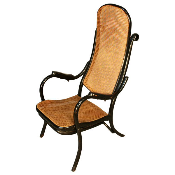 Fauteuil De Repos Canné En Bois Courbé avec mécanisme