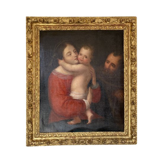 Olio su tela - Scuola Francese XVIII secolo - Sacra famiglia