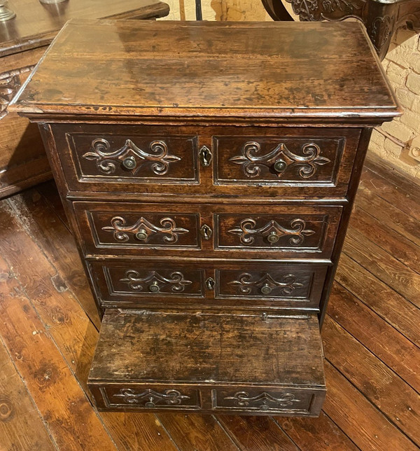 Small Italian Walnut Chest of Drawers-17th Century