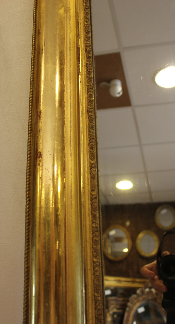 "Large Old Rectangle Gold Leaf Mirror, Rose Decor, Mercury Glass 85 X 116 Cm"