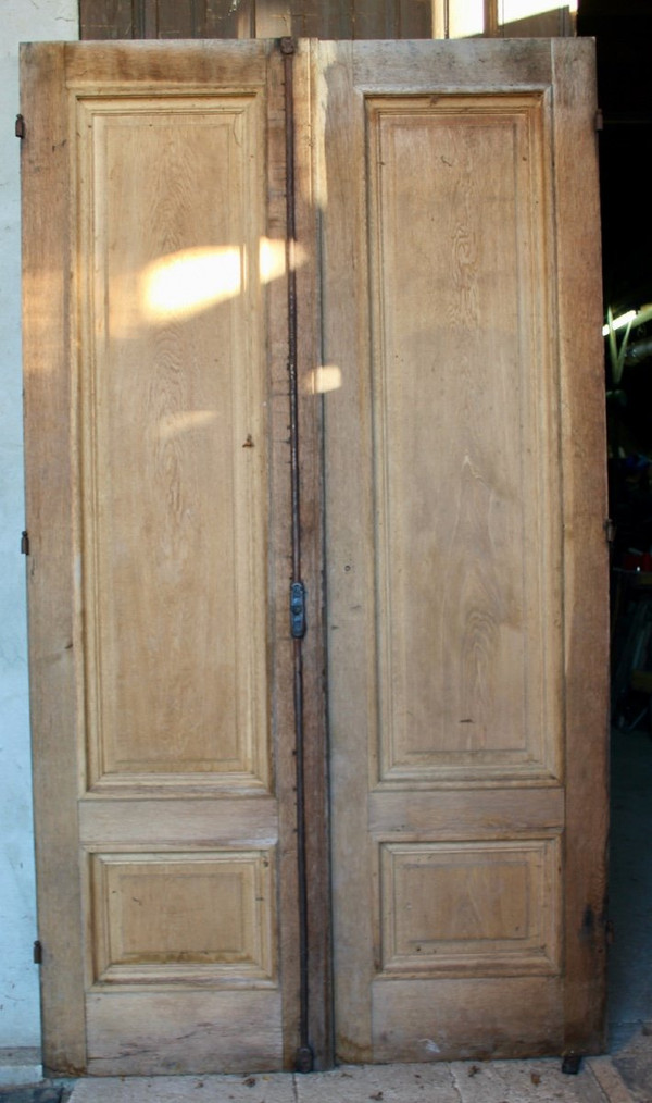 Coppia di porte di piano bifacciali in rovere del XIX secolo