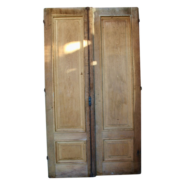 Coppia di porte di piano bifacciali in rovere del XIX secolo