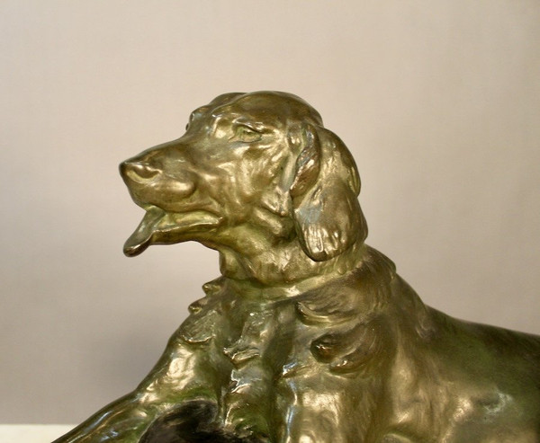 Bronze Spaniel By Jules Edmond Masson (1871-1932)