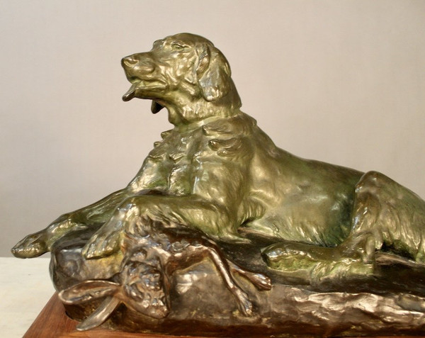 Bronze Spaniel By Jules Edmond Masson (1871-1932)