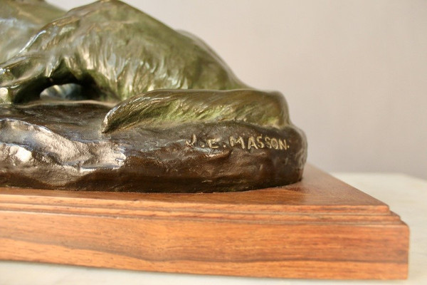 Bronze Spaniel By Jules Edmond Masson (1871-1932)
