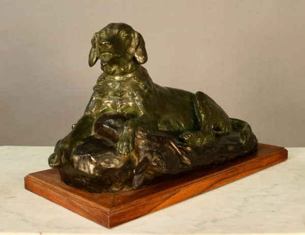 Bronze Spaniel By Jules Edmond Masson (1871-1932)