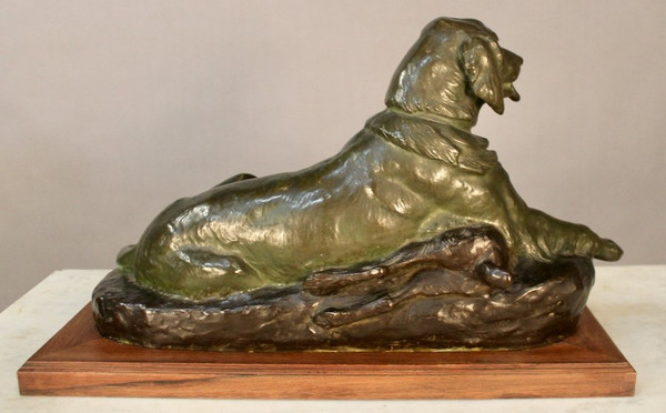 Bronze Spaniel By Jules Edmond Masson (1871-1932)