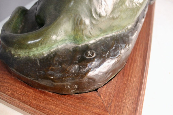 Bronze Spaniel By Jules Edmond Masson (1871-1932)