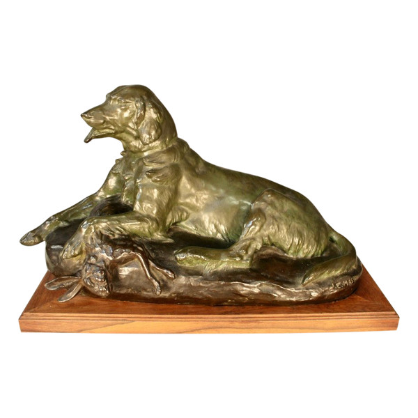 Bronze Spaniel By Jules Edmond Masson (1871-1932)