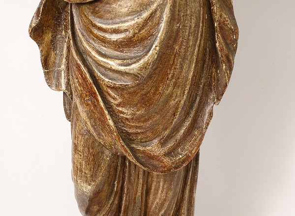 Statua religiosa della Vergine e del Bambino Gesù Legno scolpito in policromia XVIII secolo
