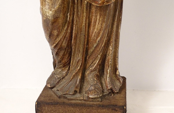 Statua religiosa della Vergine e del Bambino Gesù Legno scolpito in policromia XVIII secolo
