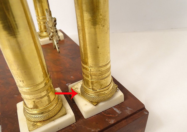 Red Griotte marble Bronze Cachard Directoire 18th century column clock