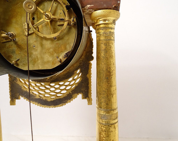 Red Griotte marble Bronze Cachard Directoire 18th century column clock