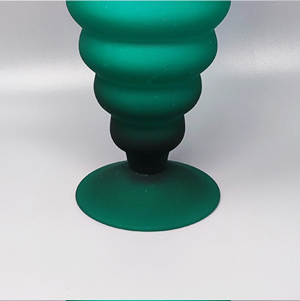 1960 Étonnant Vase Vert en Verre de Murano Par Michielotto