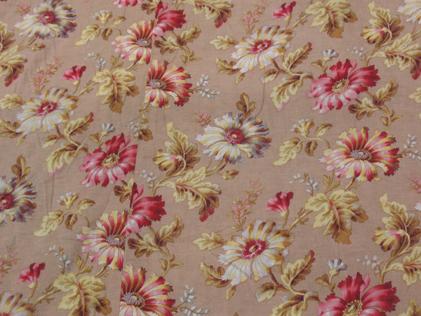 Grande drappo in lino con decoro floreale di peonie d: 3,35 x 5,46 m epoca XIX Napoleone III