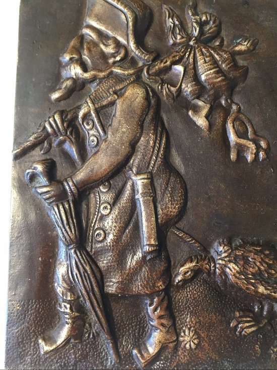 Bassorilievo umoristico in bronzo. L'esilio di Napoleone III. Intorno al 1870.
