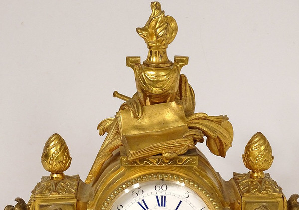 Gilt Bronze Pendulum Allegory Arts Music Book Napoleon III 19th Century