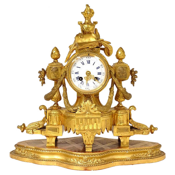 Gilt Bronze Pendulum Allegory Arts Music Book Napoleon III 19th Century