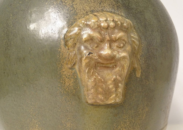 Grand Vase Grès Polychrome Primavera Louis Lourioux Mascarons Faunes XXème