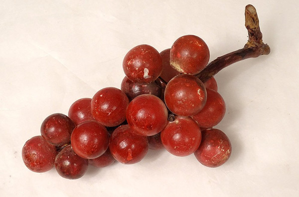 Set di 21 frutti in marmo policromo di Carrara Uve Pesche Ciliegie XIX secolo