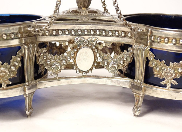 Double Louis XVI silver salt cellar Fermiers Généraux 18th century