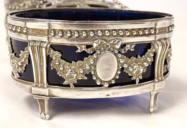 Double Louis XVI silver salt cellar Fermiers Généraux 18th century